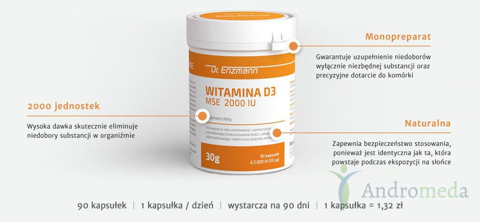 Witamina D3 MSE 2000UI, D3 Cholekalcyferol
