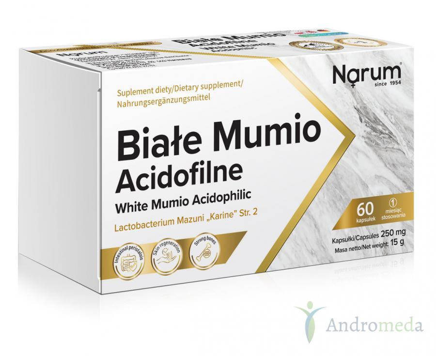Narum Białe Mumio Acidofilne 250 mg Narine 60 kapsułek