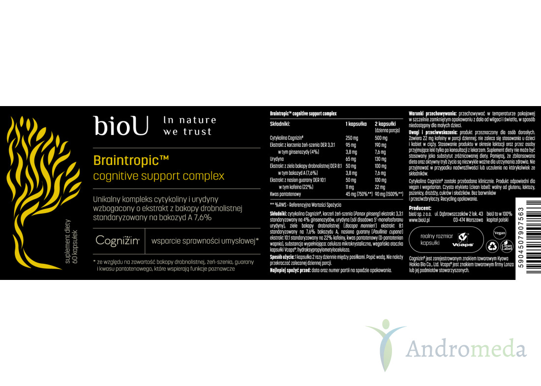 Braintropic™ cognitive support complex (60 kaps.) BioU