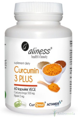 Curcumin PLUS Curcuma longa 500 mg Piperin 5 mg 60 kapsułek Aliness