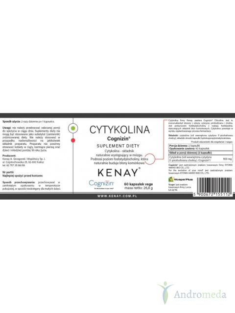 Cytykolina Cognizin® 60 kapsułek vege Kenay