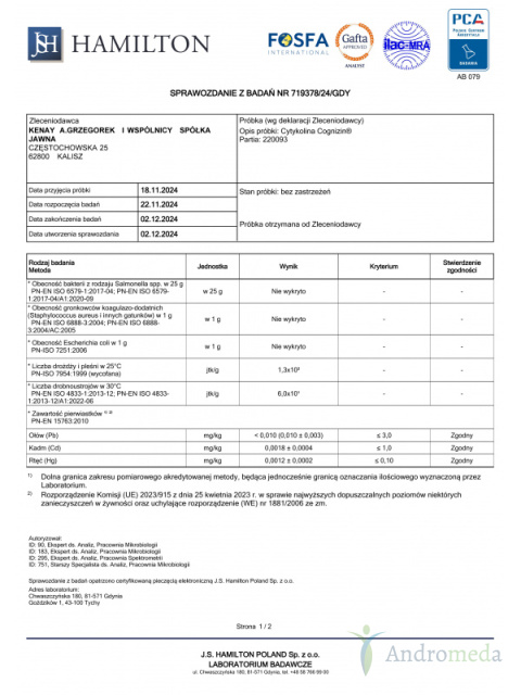 Cytykolina Cognizin® 60 kapsułek vege Kenay