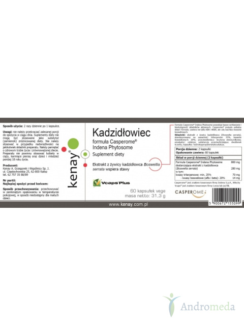 Kadzidłowiec formula Casperome® Indena Phytosome 60 kapsułek Kenay