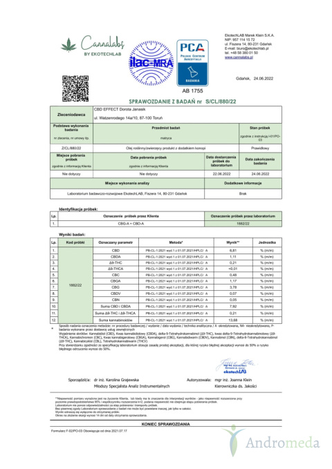 Olej Konopny 5% CBDa + 5% CBGa 15ml CBD Effect