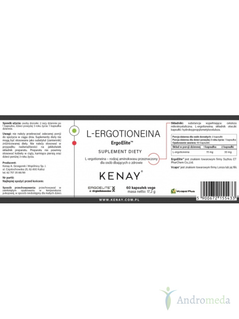 L-ergotioneina ErgoElite™ 60 kapsułek vege Kenay