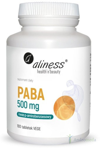 PABA (kwas p-aminobenzoesowy) 500mg 100 tabletek Aliness