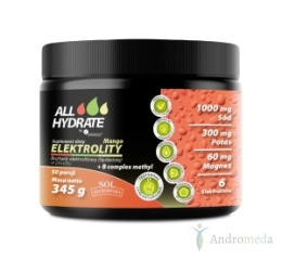 ALLHydrate, Elektrolity Mango + B complex methyl 345g 50 porcji