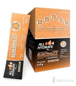 ALLHydrate, Elektrolity STICK Senior Orange 6g 40 saszetek