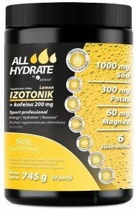 ALLHydrate, Izotonik Lemon+Kofeina 200mg 745g 50 porcji