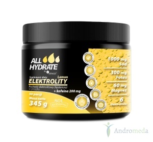 ALLHydrate, Elektrolity Lemon + Kofeina 200mg 345g 50 porcji