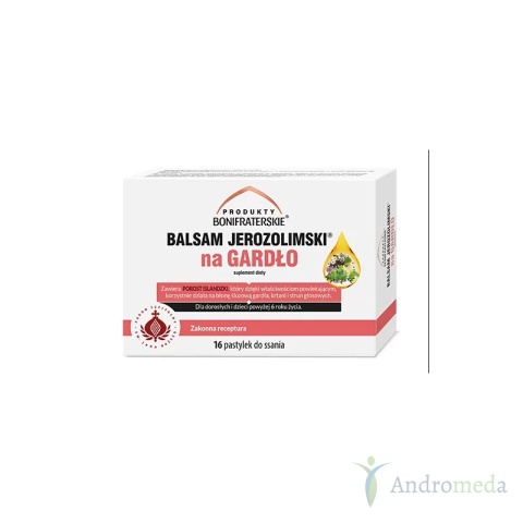 Balsam Jerozolimski na gardło 16 pastylek Produkty Bonifraterskie