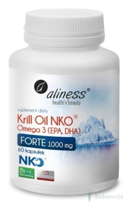 Krill Oil NKO® Omega 3 z Astaksantyną 1000 mg FORTE Aliness