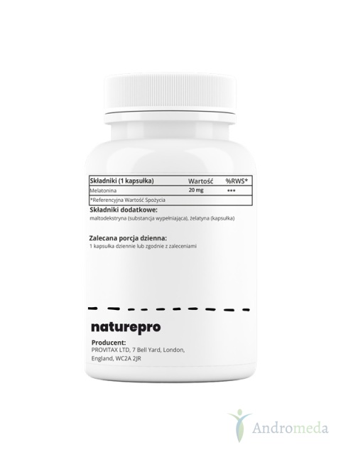 NaturePRO Melatonina 20 mg 100 kapsułek