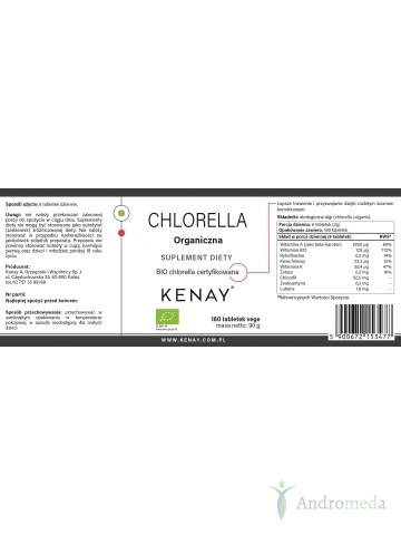 Chlorella Organiczna (180 tabletek) - suplement diety