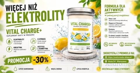 Elektrolity Vital Charge+ 250 g cytrynowe Biowen