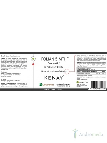FOLIAN 5-MTHF (aktywny kwas foliowy) Quatrefolic® (60 kapsułek) - suplement diety weight
