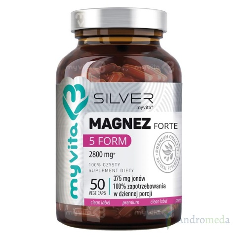 Magnez 5 Form - cytrynian, jabłczan, diglicynian, mleczan i taurynian magnezu 100 kapsułek - MyVita