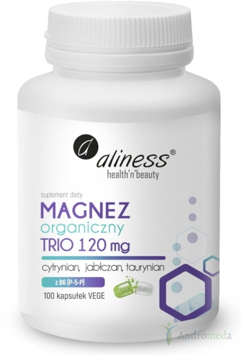 Magnez Organiczny TRIO 120 mg + B6 P-5-P 100 kapsułek Aliness