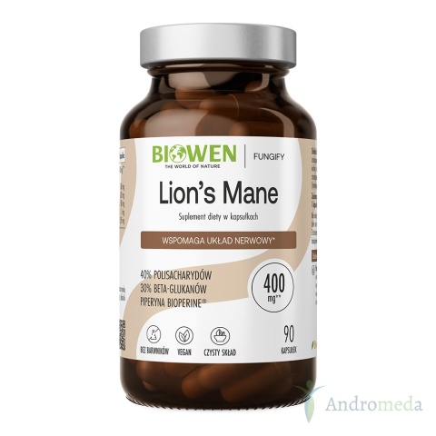 Lion's Mane 400mg 40% polisacharydów, 30% beta-glukanów 90 kapsułek Biowen