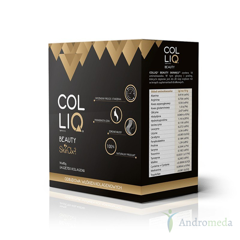 COLLIQ Beauty Skinax2 naturalny kolagen wołowy 14 saszetek po 10g