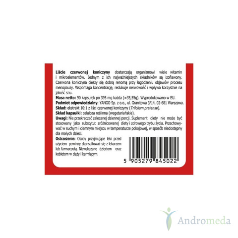 Czerwona koniczyna - ekstrakt 10:1 - 90 kapsułek Czerwona koniczyna - ekstrakt 10:1 - 90 kapsułek