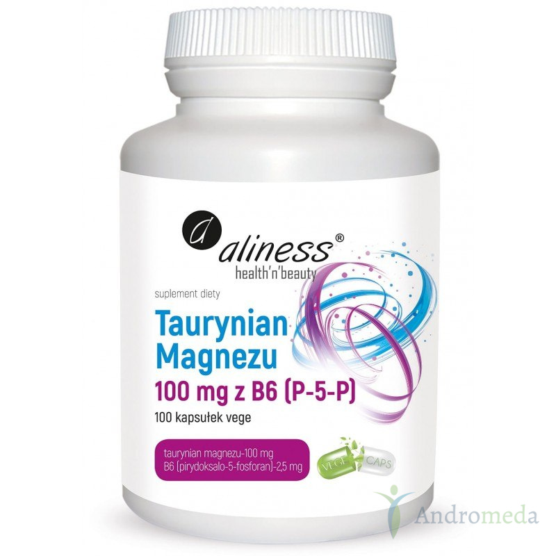 Taurynian Magnezu 100 mg z B6 (P-5-P) 100 vege kapsułek Aliness