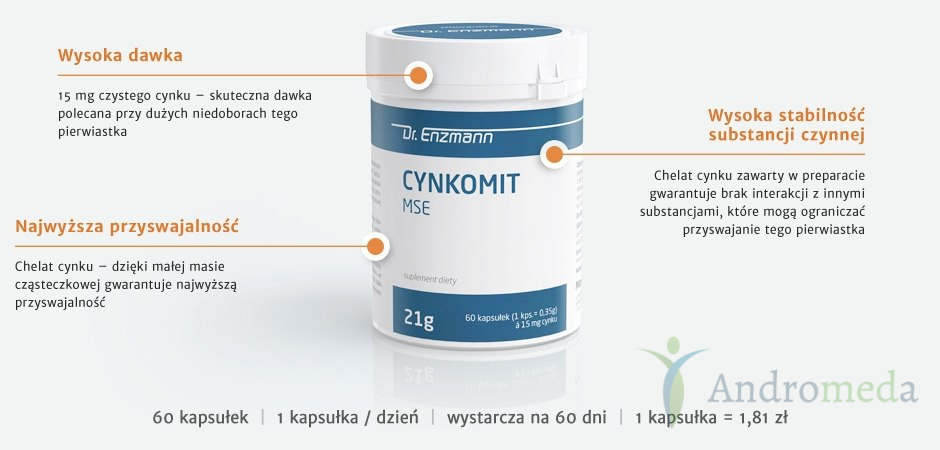 Cynkomit MSE Cynk 15 mg chelat cynku 60 kaps
