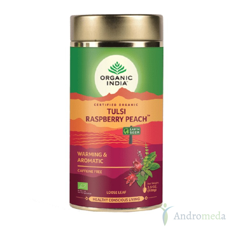 Herbata Tulsi Raspberry Peach 100% naturalna 100g