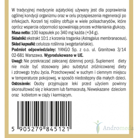 Traganek - ekstrakt 10:1 Yango - 100 kaps