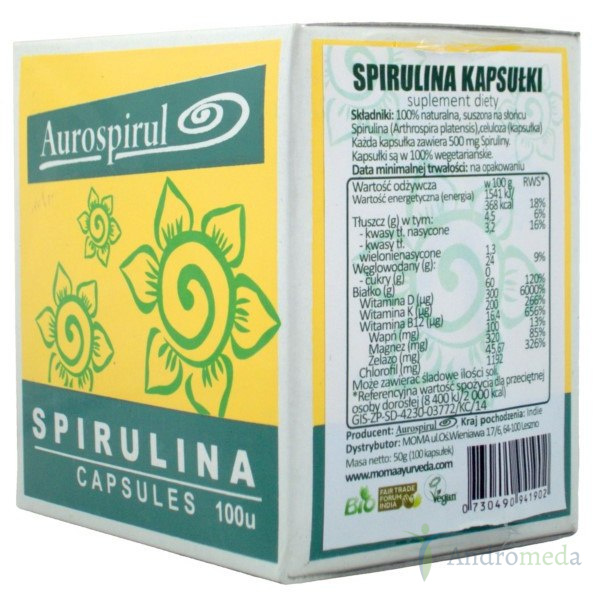 Aurospirul Spirulina 100 Kapsułek