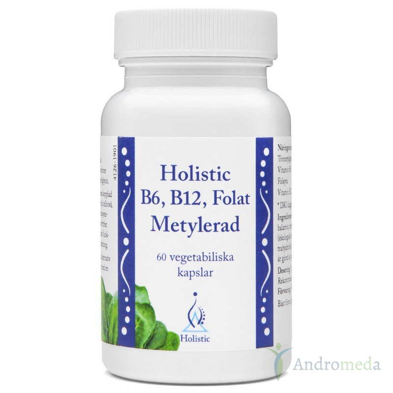 B6, B12, Folat Metylerad - B6, B12, kwas foliowy - witaminy metylowane 60 kaps. Holistic