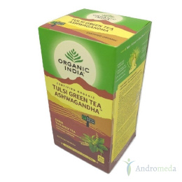 Herbata Tulsi Green tea Ashwagandha 100% naturalna 25 saszetek
