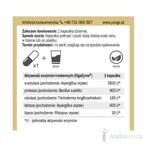 Enzymy Trawienne - 60 kapsułek Yango