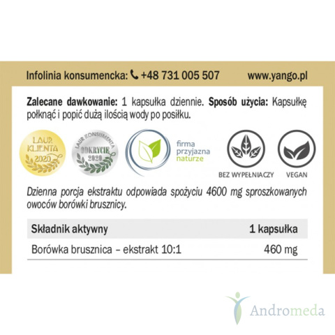 Borówka brusznica - 90 kapsułek Yango