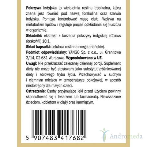 Forskolina - Pokrzywa indyjska - 90 kapsułek Yango