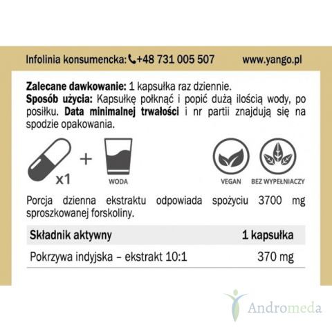 Forskolina - Pokrzywa indyjska - 90 kapsułek Yango