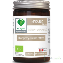 Maca ekstrakt BIO 500 mg 100 tabletek Energia i Witalność BeOrganic