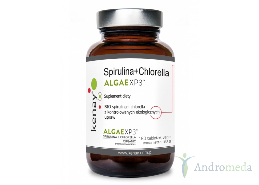 Spirulina + Chlorella ALGAEXP3 180 tabletek Kenay