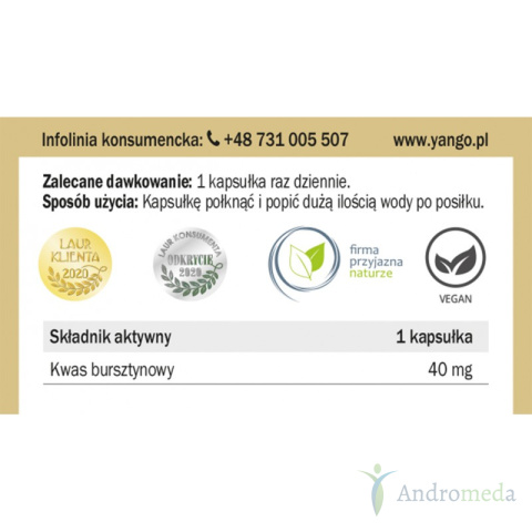 Kwas bursztynowy -90 kapsułek Yango