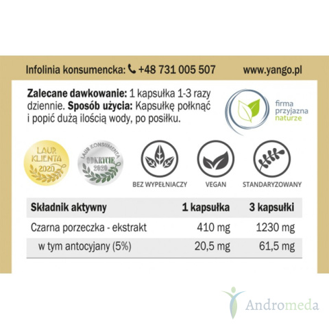 Czarna porzeczka - 5% antocyjanów - 90 kapsułek Yango