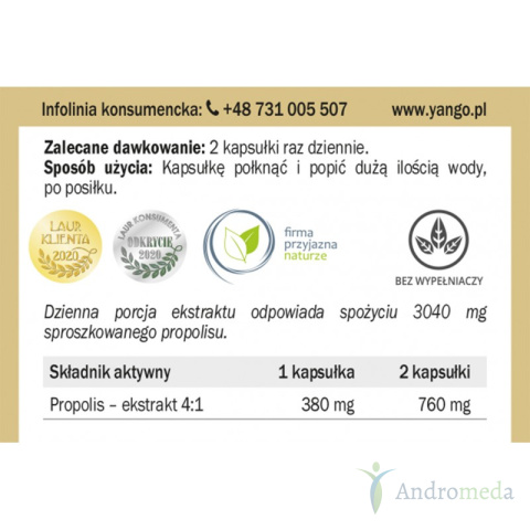 Propolis - ekstrakt 4:1 - 90 kapsułek Yango