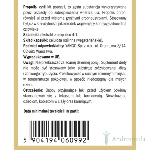 Propolis - ekstrakt 4:1 - 90 kapsułek Yango
