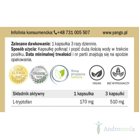L-tryptofan 90 kapsułek Yango