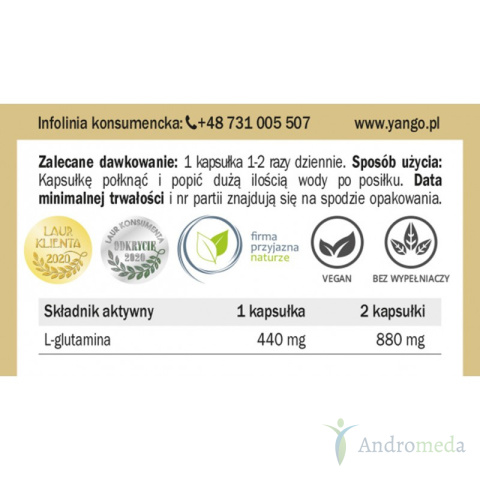 L-glutamina 90 kapsułek Yango