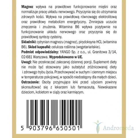 Magnez + B6 – 90 Kapsułek Yango