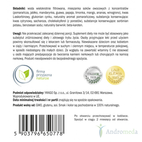 Witamina C + D3 Z Cynkiem - 500 Ml Yango