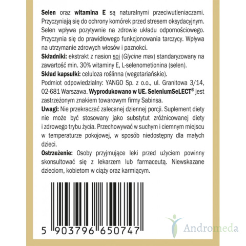Selen + naturalna witamina E - 90 kapsułek Yango Selen + naturalna witamina E - 90 kapsułek Yango