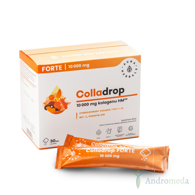 Colladrop Forte 30 saszetek 10000mg kolagenu HM Aura Herbals